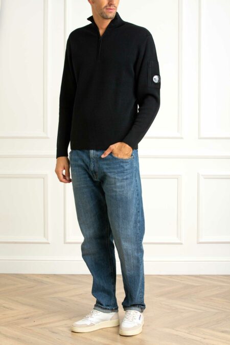 CP COMPANY-MAGLIA POLO COLLAR IN RE-WOOL-CP19CMKN201A006595A BLACK XL