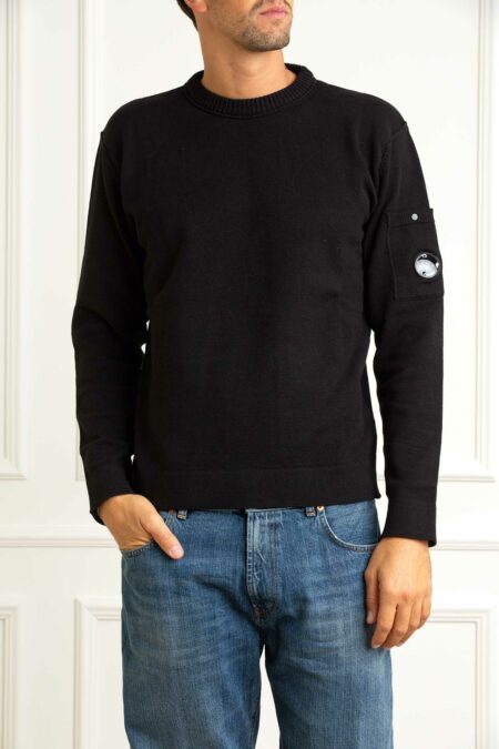 CP COMPANY-MAGLIA IN SOFT COTTON STRETCH-CP19CMKN238A110432A BLACK XL