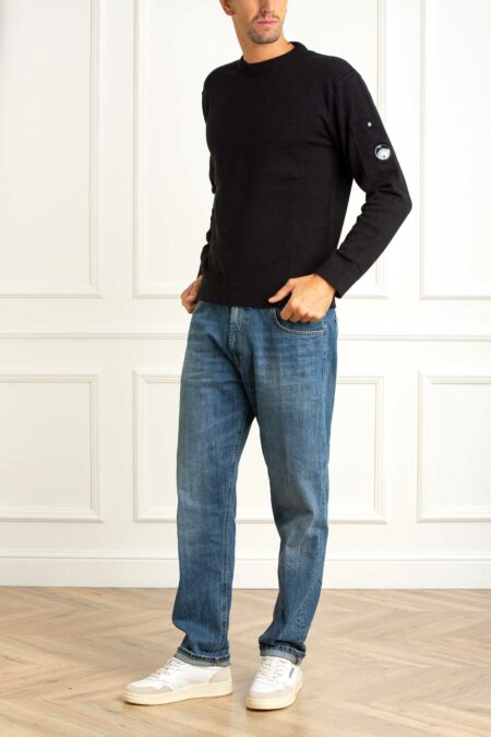 CP COMPANY-MAGLIA IN SOFT COTTON STRETCH-CP19CMKN238A110432A BLACK XL