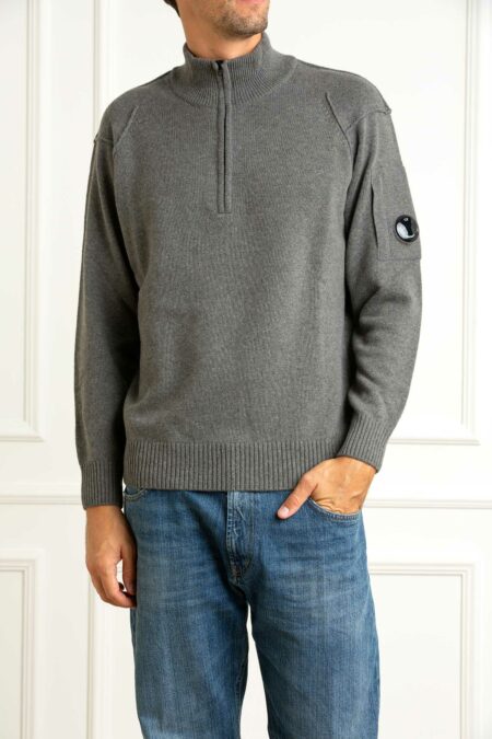 CP COMPANY-POLO COLLAR IN LAMBSWOOL GRS-CP19CMKN709A110149A GUNMETAL XXL