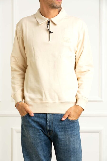 CP COMPANY-POLO COLLAR IN DIAGONAL RAISED FLEECE-CP19CMSS140A005086W SHELL S