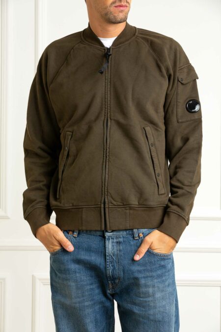 CP COMPANY-FELPA IN BRUSHED EMERIZED DIAGONAL FLEECE-CP19CMSS205A006372G GREEN XL