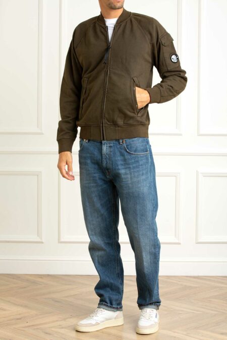 CP COMPANY-FELPA IN BRUSHED EMERIZED DIAGONAL FLEECE-CP19CMSS205A006372G GREEN XL