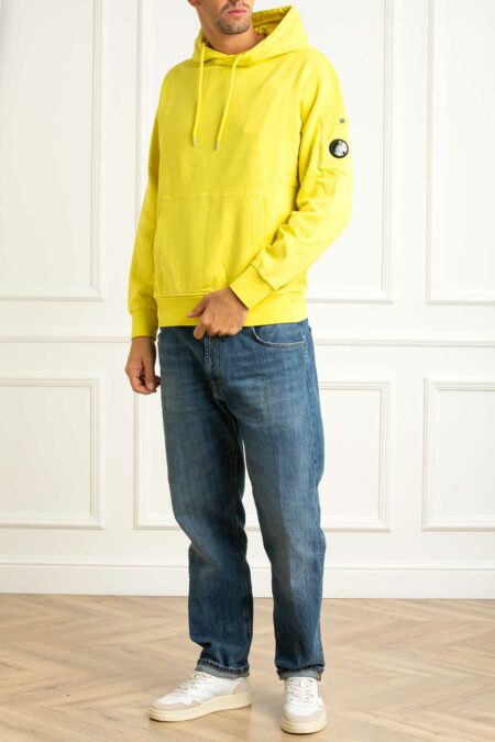 CP COMPANY-FELPA CAPPUCCIO IN BRUSHED EMERIZED DIAGONAL FLEECE-CP19CMSS719A006372R GIALLO S