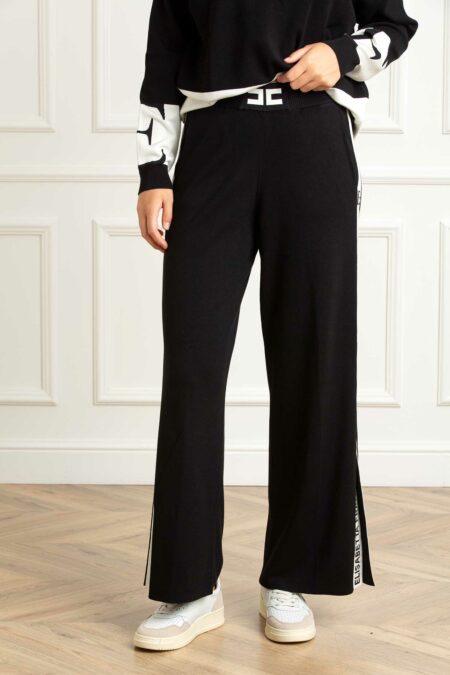 ELISABETTA FRANCHI-PANTALONE TRICOT-EFKP69S56E2 NEROMILK 42