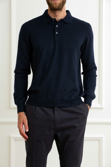 GRAN SASSO-MAGLIA POLO MERINOS F18-GR5511214290 BLU 58