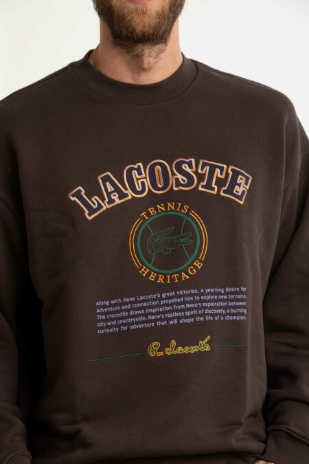 LACOSTE-FELPA GIRO RICAMO UOMO-LCSH5888 MARRONE 6