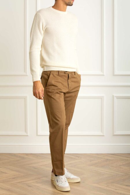 BRO SHIP-PANTALONE CAROT FIT GABARDINA-BROSARAJEVO8343 COGNAC 35