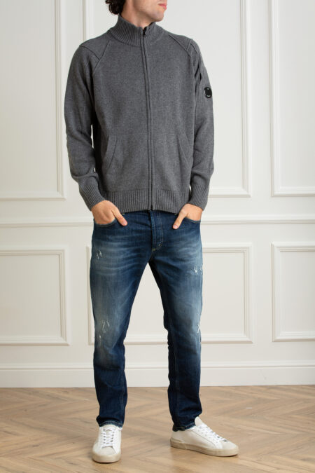 CP COMPANY-CARDIGAN CON ZIP IN LAMBSWOOL GR-CPCMKN143A110149A GRIGIO XL