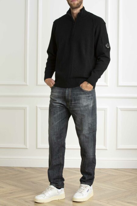 CP COMPANY-MAGLIA LAMBSWOOL GRS MEZZA ZIP-CPCMKN144A110149A BLACK S