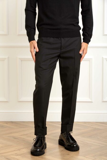 CRUNA-PANTALONE C/RISVOLTO UOMO-CRUBERGEN1627 NERO 48