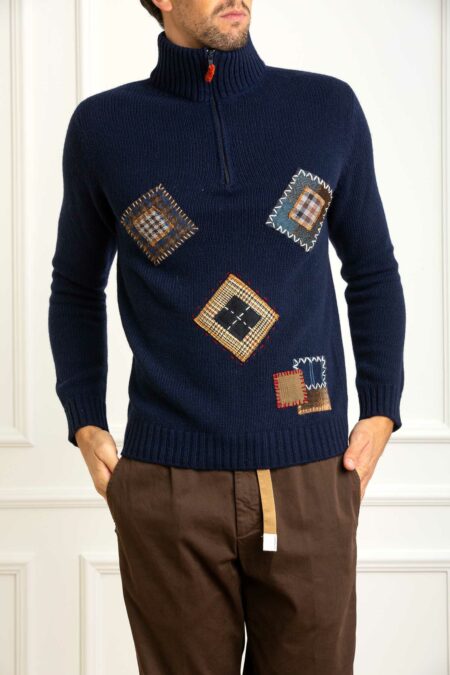 GARRY'S EARTH-MAGLIA MEZZA ZIP PATCH-GARMZPATCH BLU XXL