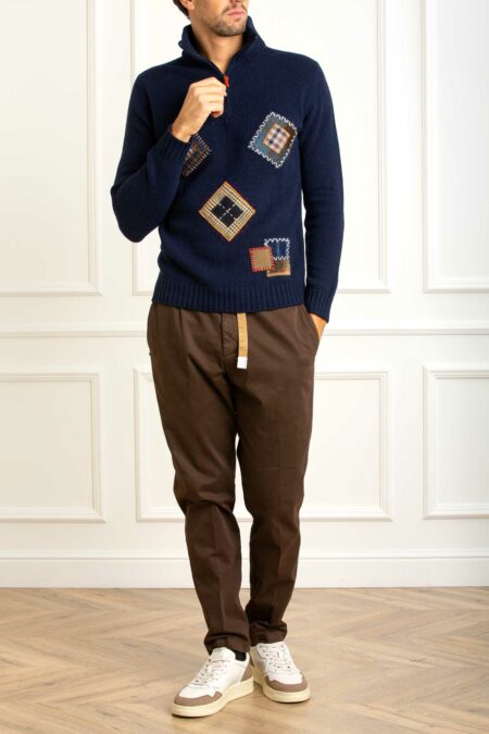 GARRY'S EARTH-MAGLIA MEZZA ZIP PATCH-GARMZPATCH BLU XXL