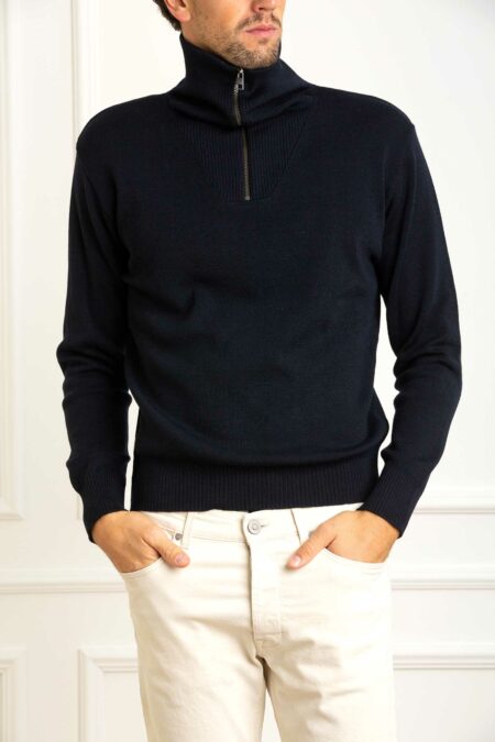 MAGAZZINO RICAMBI-MAGLIA MEZZA ZIP UOMO-MAG163 BLU 54