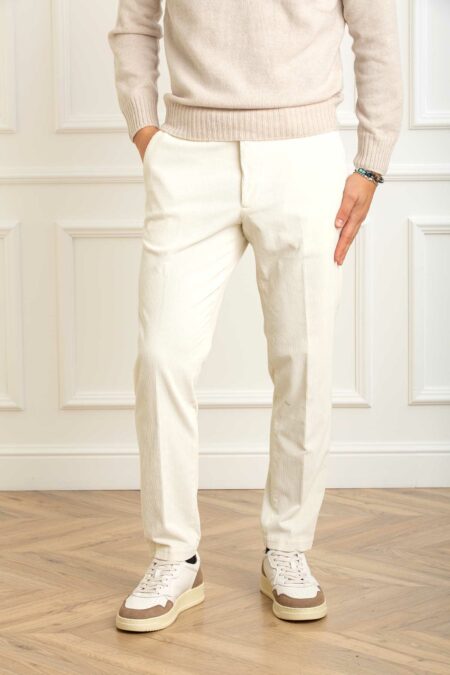 MICHAEL COAL-PANTALONE VELLUTO CORTO-MH2741BRADCAPRIONE PANNA 38