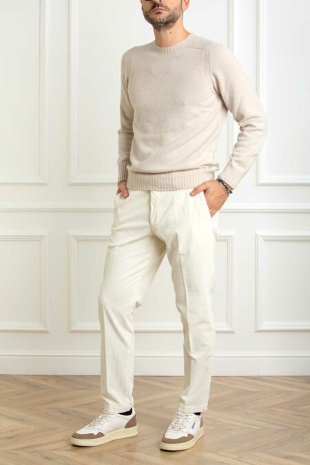 MICHAEL COAL-PANTALONE VELLUTO CORTO-MH2741BRADCAPRIONE PANNA 38