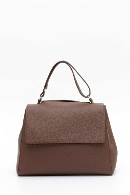 ORCIANI-BORSA SVEVA SOFT MEDIA A SPALLA IN PELLE CON TRACOLLA-ORBT2006SOFA25 CAFFE TU