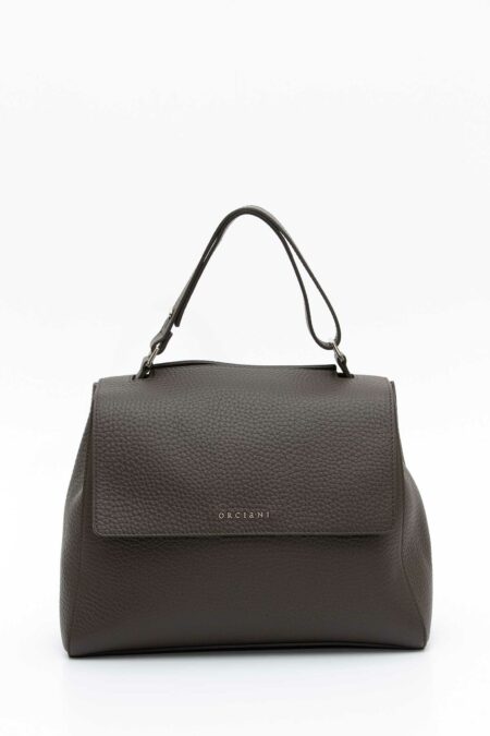 ORCIANI-BORSA SVEVA SOFT MEDIA A SPALLA IN PELLE CON TRACOLLA-ORBT2006SOFA25 MORO TU