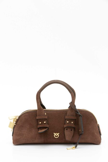 PINKO-BORSA BOWLING BAG BAGUETTE SUEDE-PK105334A2JH MARRONE TU