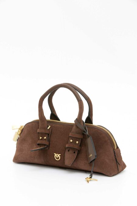 PINKO-BORSA BOWLING BAG BAGUETTE SUEDE-PK105334A2JH MARRONE TU