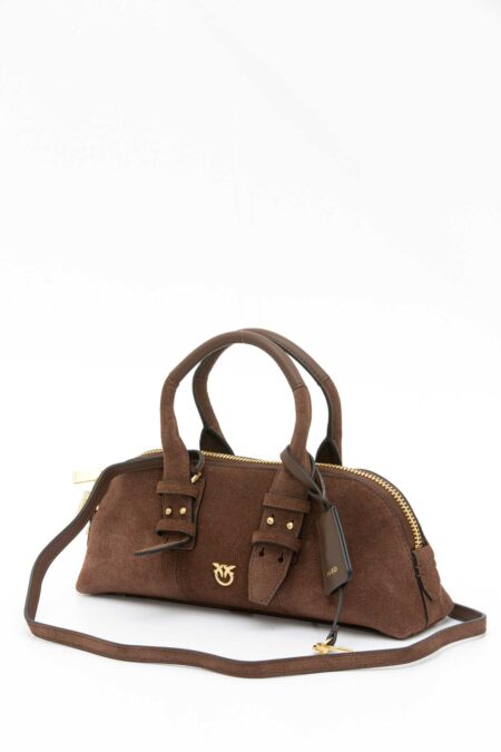 PINKO-BORSA BOWLING BAG BAGUETTE SUEDE-PK105334A2JH MARRONE TU