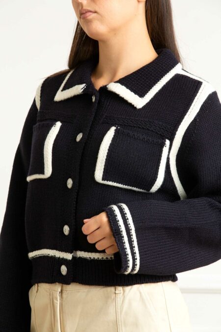 PINKO-MAGLIA CARDIGAN CORDONETTO-PKSULCIS BLU S