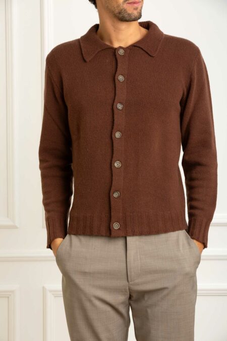 CUSTOMER LOVERS-GIACCA CAMICIA IN MAGLIA-PRI68106 CAFFE XL