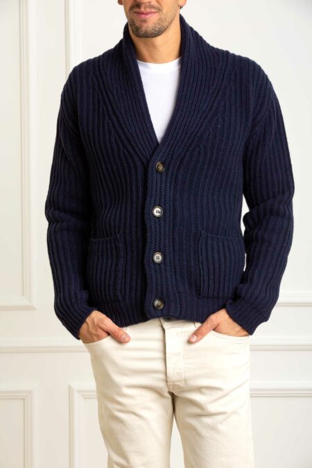 CUSTOMER LOVERS-CARDIGAN C/SCIALLE LAMBS-PRI68118 BLU XL