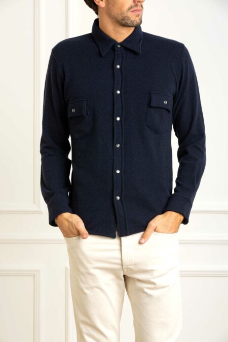 CUSTOMER LOVERS-CAMICIA TEXANA IN MAGLIA CASHMERE-PRI68174 BLU M
