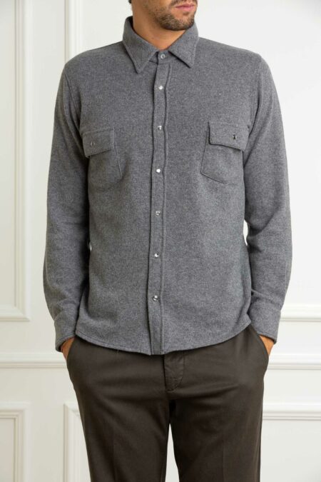 CUSTOMER LOVERS-CAMICIA TEXANA IN MAGLIA CASHMERE-PRI68174 GRIGIOMED XL