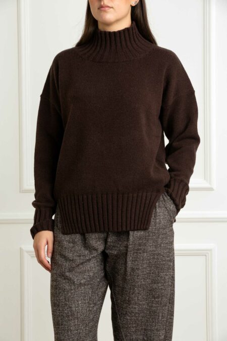 MATHILDE-LUPETTONE C/SPACCHI CASHMERE-PRI84194 MORO 42