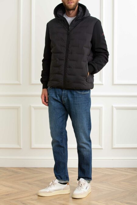 PEUTEREY-GIACCA BIMATERIALE CON TRAPUNTA JACQUARD-PYHOLZERSJNBMATA25 NERO S