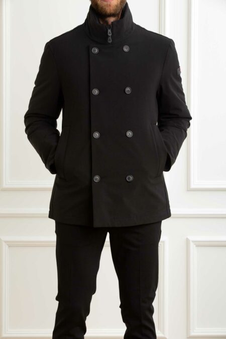 PEUTEREY-GIACCA DOPPIO PETTO IN TESSUTO RICICLATO-PYMILITAOTJ01 NERO XS