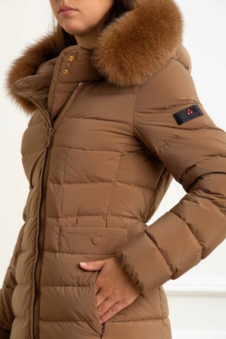 PEUTEREY-PIUMINO LUNGO CON COLLO IN PELLICCIA-PYSERIOLAML0FUR MARRONE 44