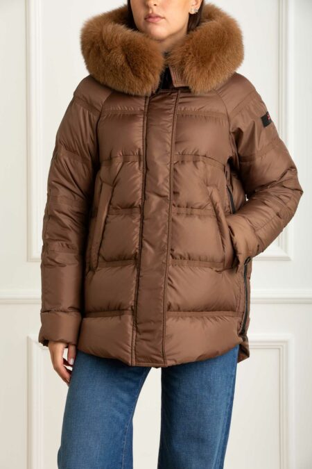 PEUTEREY-PIUMINO PUFFER CON BORDO IN PELLICCIA-PYTAKANMQN04FUR MARRONE 44