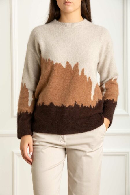 QUILISIA-MAGLIA GIRO AMPIA INTARSIO-QUWA2570 UNICO 44