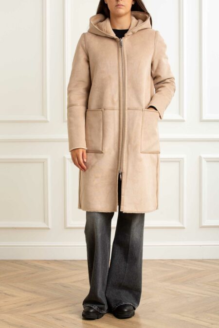 RINO PELLE-CAPPOTTO REVERSIBLE HOODED-RINOVA OAT 44