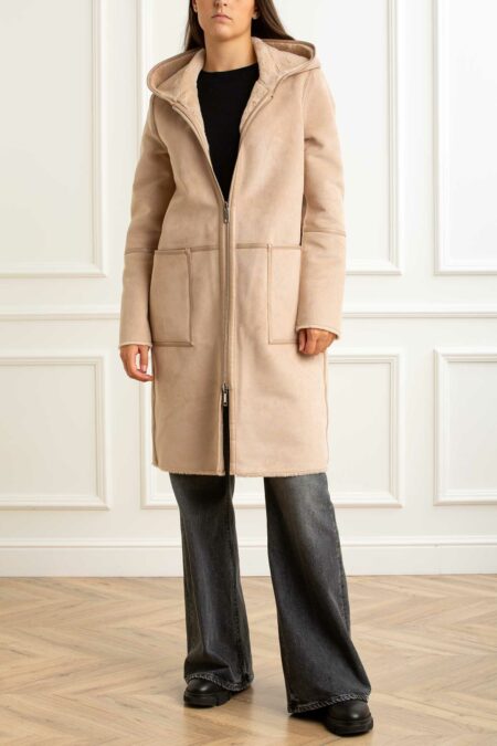 RINO PELLE-CAPPOTTO REVERSIBLE HOODED-RINOVA OAT 44