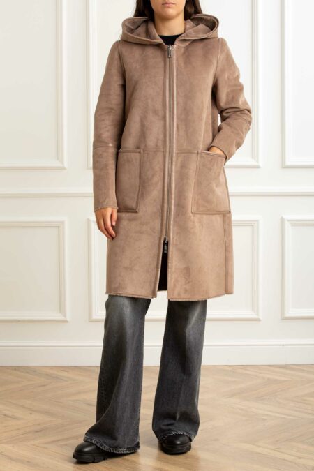 RINO PELLE-CAPPOTTO REVERSIBLE HOODED-RINOVA TOFFEE 46