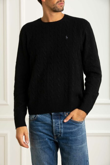 RALPH LAUREN-MAGLIA GIROC. TRECCIA LSCABLECNPP-LONG SLEEVE-PULLOVER-RL876762A5 BLACK XXL