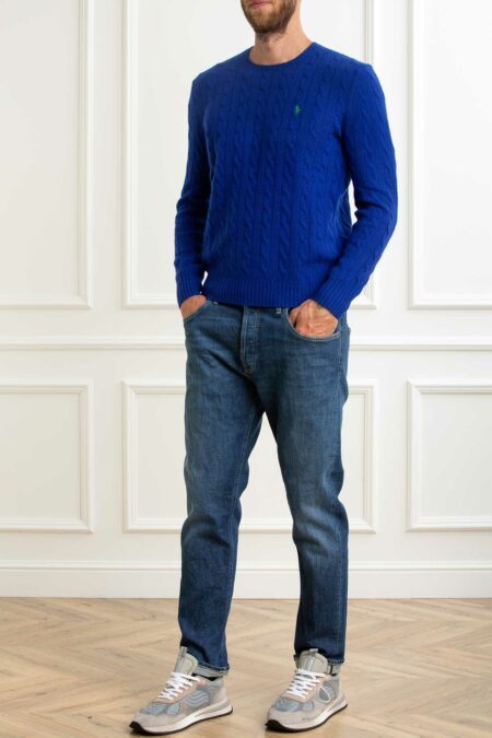 RALPH LAUREN-MAGLIA GIROC. TRECCIA LSCABLECNPP-LONG SLEEVE-PULLOVER-RL876762A5 BLUE XXL