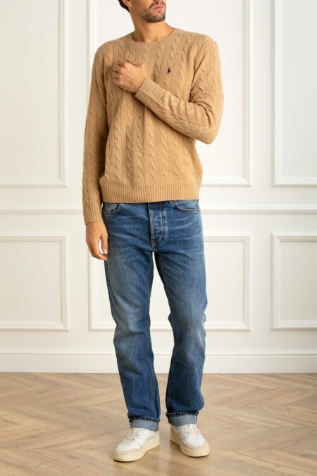 RALPH LAUREN-MAGLIA GIROC. TRECCIA LSCABLECNPP-LONG SLEEVE-PULLOVER-RL876762A5 CAMEL XXL