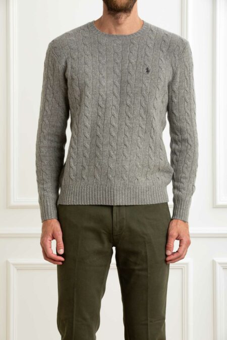 RALPH LAUREN-MAGLIA GIROC. TRECCIA LSCABLECNPP-LONG SLEEVE-PULLOVER-RL876762A5 GREY XL