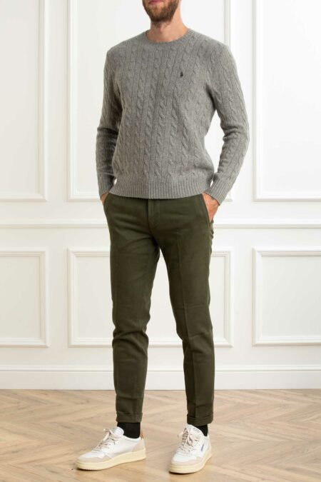 RALPH LAUREN-MAGLIA GIROC. TRECCIA LSCABLECNPP-LONG SLEEVE-PULLOVER-RL876762A5 GREY XL