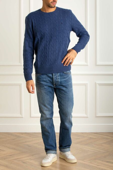 RALPH LAUREN-MAGLIA GIROC. TRECCIA LSCABLECNPP-LONG SLEEVE-PULLOVER-RL876762A5 NAVY XXL