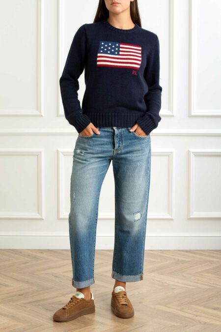 RALPH LAUREN-MAGLIA STAMPA LONG SLEEVE-RL896939A25 NAVY S