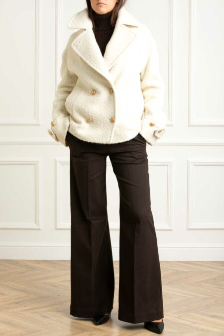 TAGLIATORE-CAPPOTTO DONNA DOPPIO PETTO-TASHEILAD70016 PANNA 42