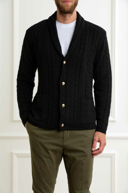 DANIELE ALESSANDRINI-GIACCA MAGLIA LAVORATA-ALDA1FW26M012 BLACK XL