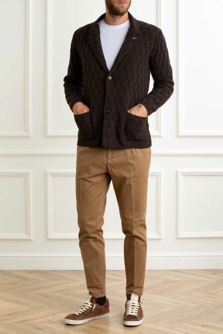 DANIELE ALESSANDRINI-GIACCA MAGLIA LAVORATA-ALDA1FW26M031 MORO XL