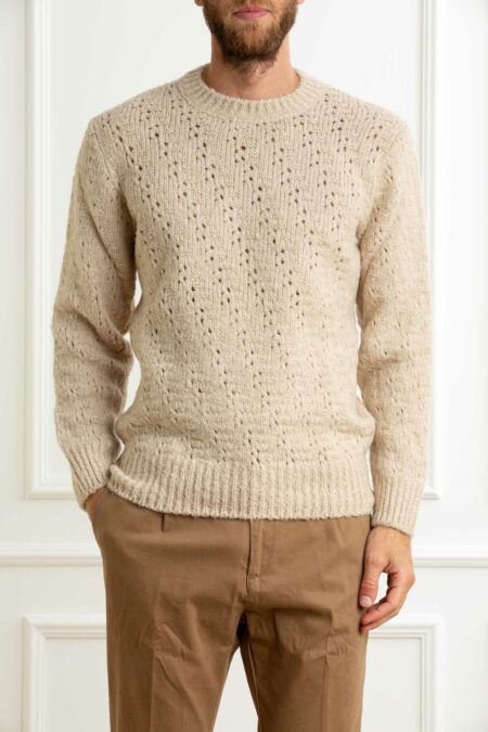 DANIELE ALESSANDRINI-MAGLIA TRAFORATA-ALDA1FW26M043 BEIGE XL